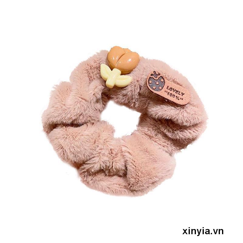 Dây Cột Tóc Màu Nâu Nhạt Hình Gấu Dễ Thương Cho Nữ