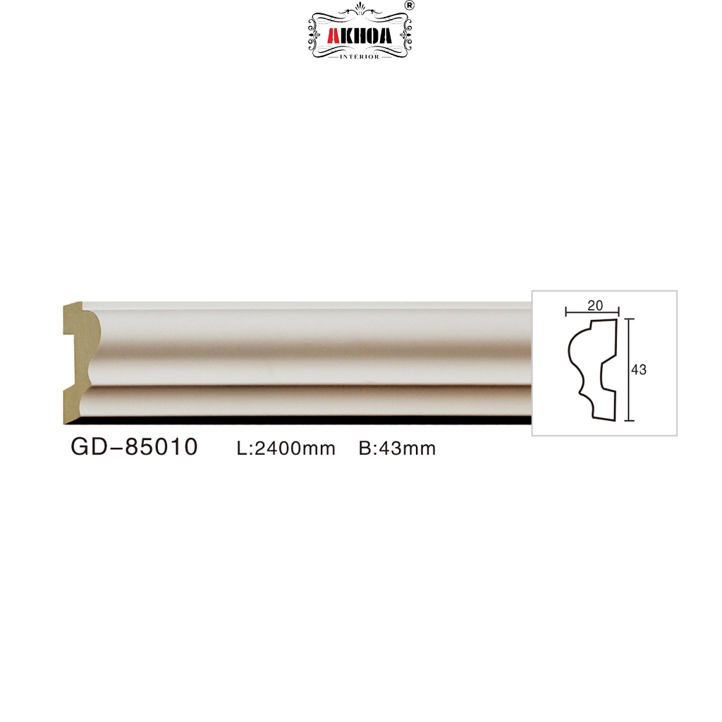 Phào PU chỉ tường trơn, kích thước cắt 2x1m2, chất PU bền, combo keo AKhoa bond mã GD-85010 (2m4)