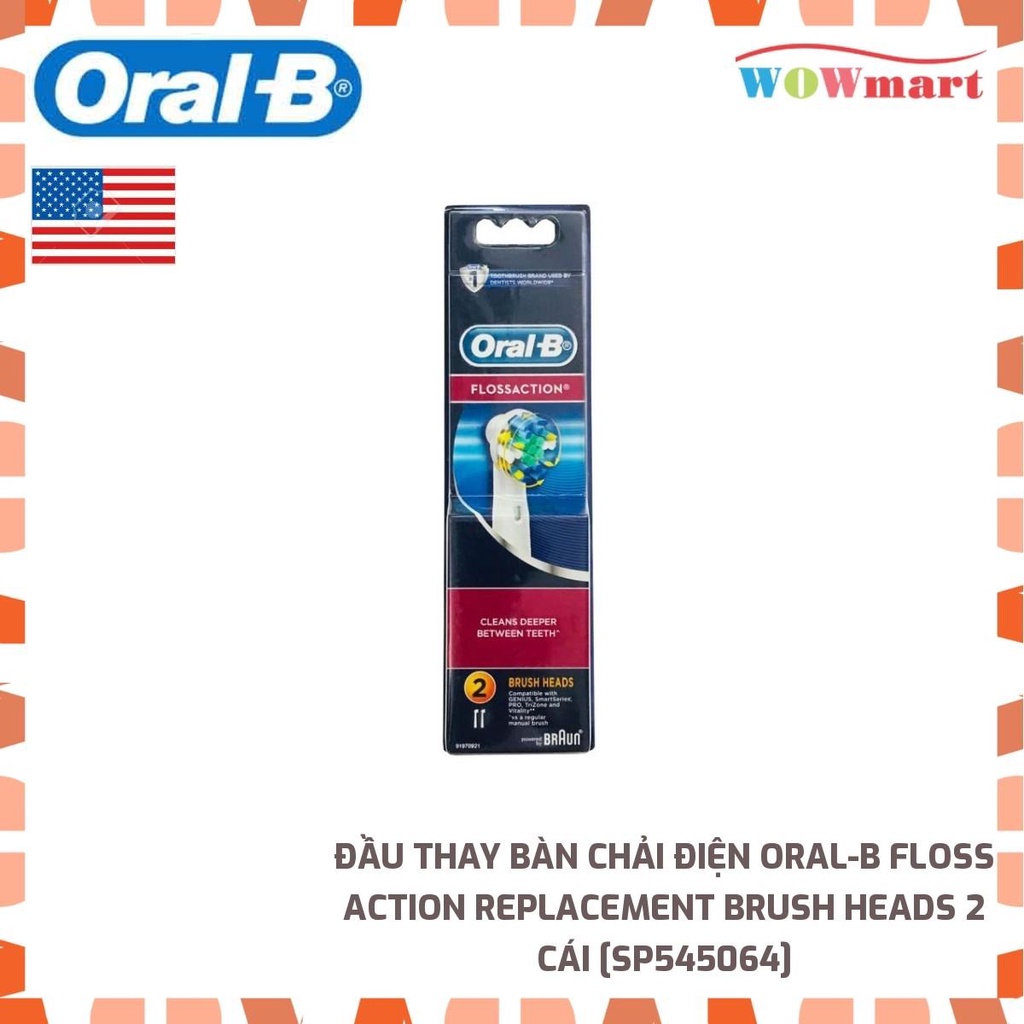 Đầu thay bàn chải điện Oral-B Floss Action Replacement Brush Heads 2 cái