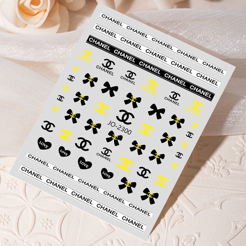 Sticker miếng dán móng nail logo thương hiệu sang trọng