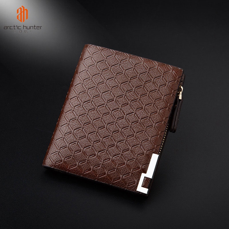 IMELON Ví Ngắn Có Khóa Kéo In Họa Tiết Phong Cách retro Cho Nam