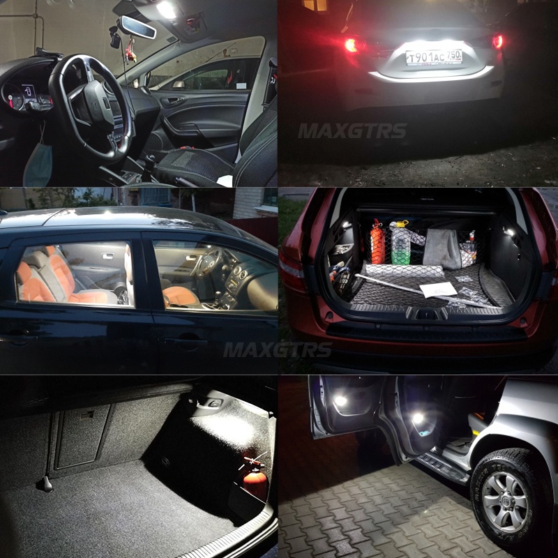 Maxgtrs 2x C5W LED Festoon Bulb 6000K Dome Door License Plate Trunk Vanity Mirror Light