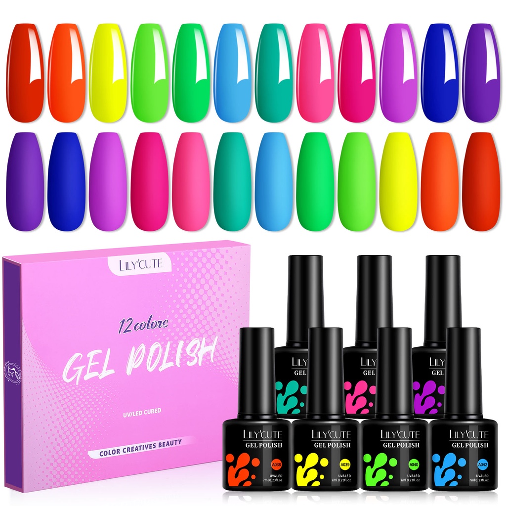 Set 12 Gel Sơn Móng Tay Dạ Quang Bán Vĩnh Viễn 7ml Chuyên Dụng