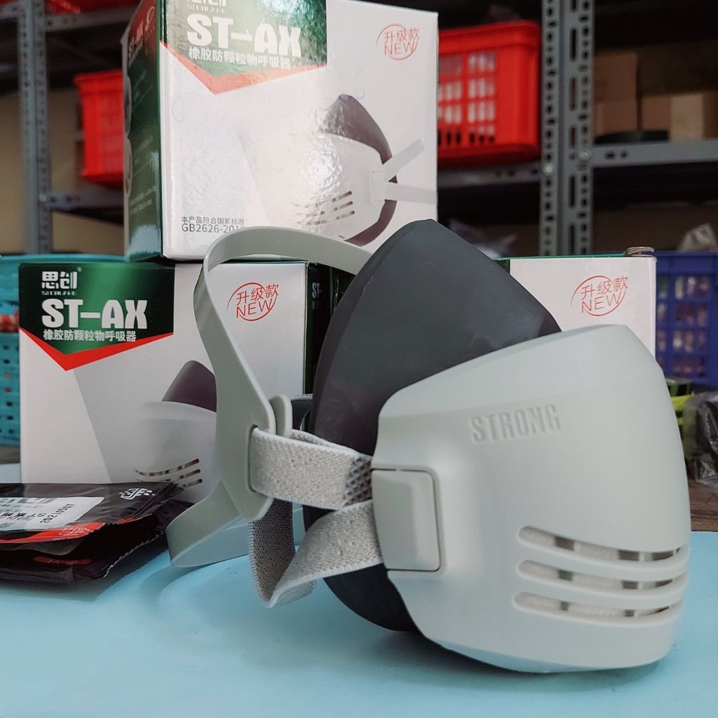 Mặt nạ chống bụi mịn silicone chính hãng STRONG ST-AX chống bụi nhà máy, bụi xi măng