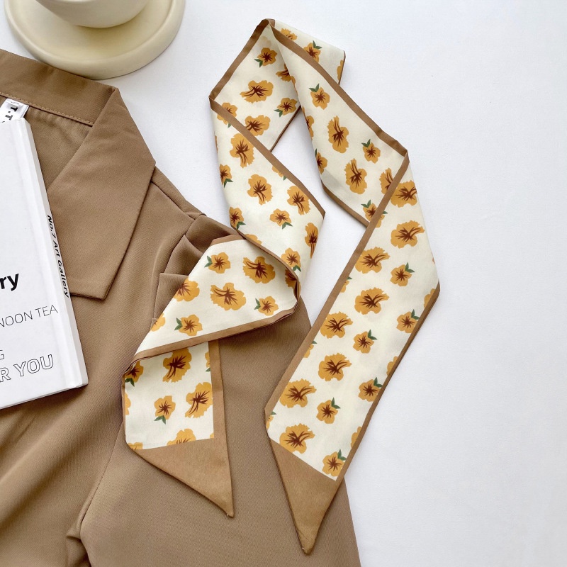 Khăn Quàng Cổ Dài Bằng Lụa Cỡ Nhỏ In Họa Tiết Màu Sắc Nude Phong Cách Hàn Quốc Thời Trang Cho Nữ