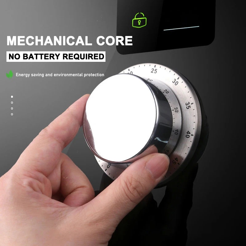 Đồng Hồ Hẹn Giờ Nấu Ăn Đế Nam Châm 60 Phút Bằng Thép Không Gỉ