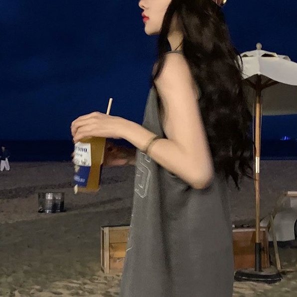 SUXI Áo Thun Dáng Dài Rộng Không Tay Thời Trang Mùa Hè Dành Cho Nữ