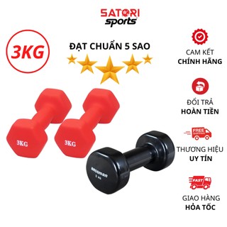 Tạ tay 3kg Brosman cho nữ , tạ tập yoga cao cấp lõi thép bọc cao su chống trơn - SATORI SPORT