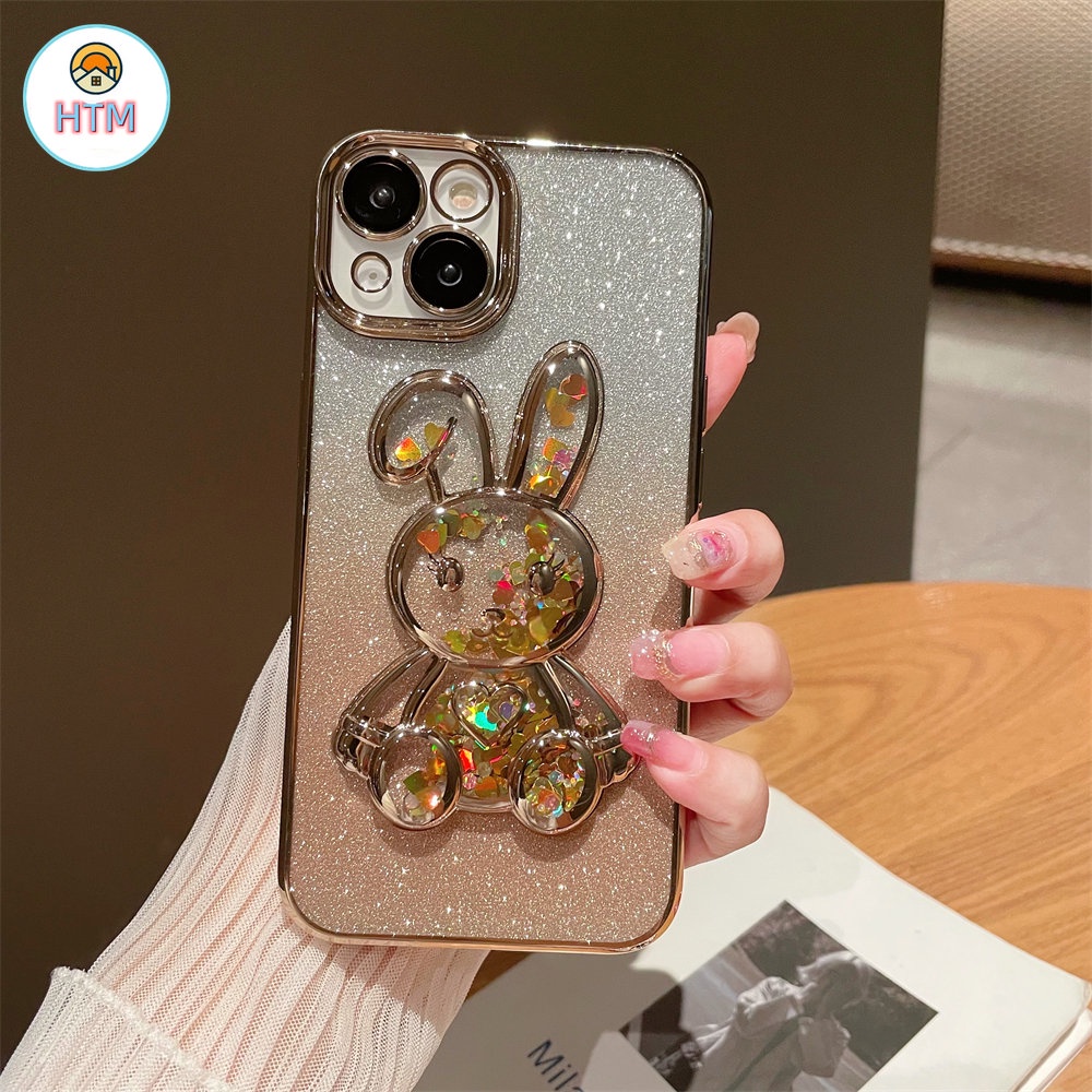 Ốp Điện Thoại TPU Mềm Hình Thỏ Phối Kim Tuyến Nước Cho IPhone 14 13 12 Pro Max 11 Pro Max 14pro 13pro 12pro 11pro