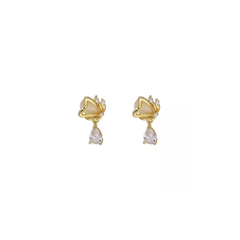 Bông Tai Mạ Bạc 925 Hình Bướm Đính Đá Opal Xinh Xắn