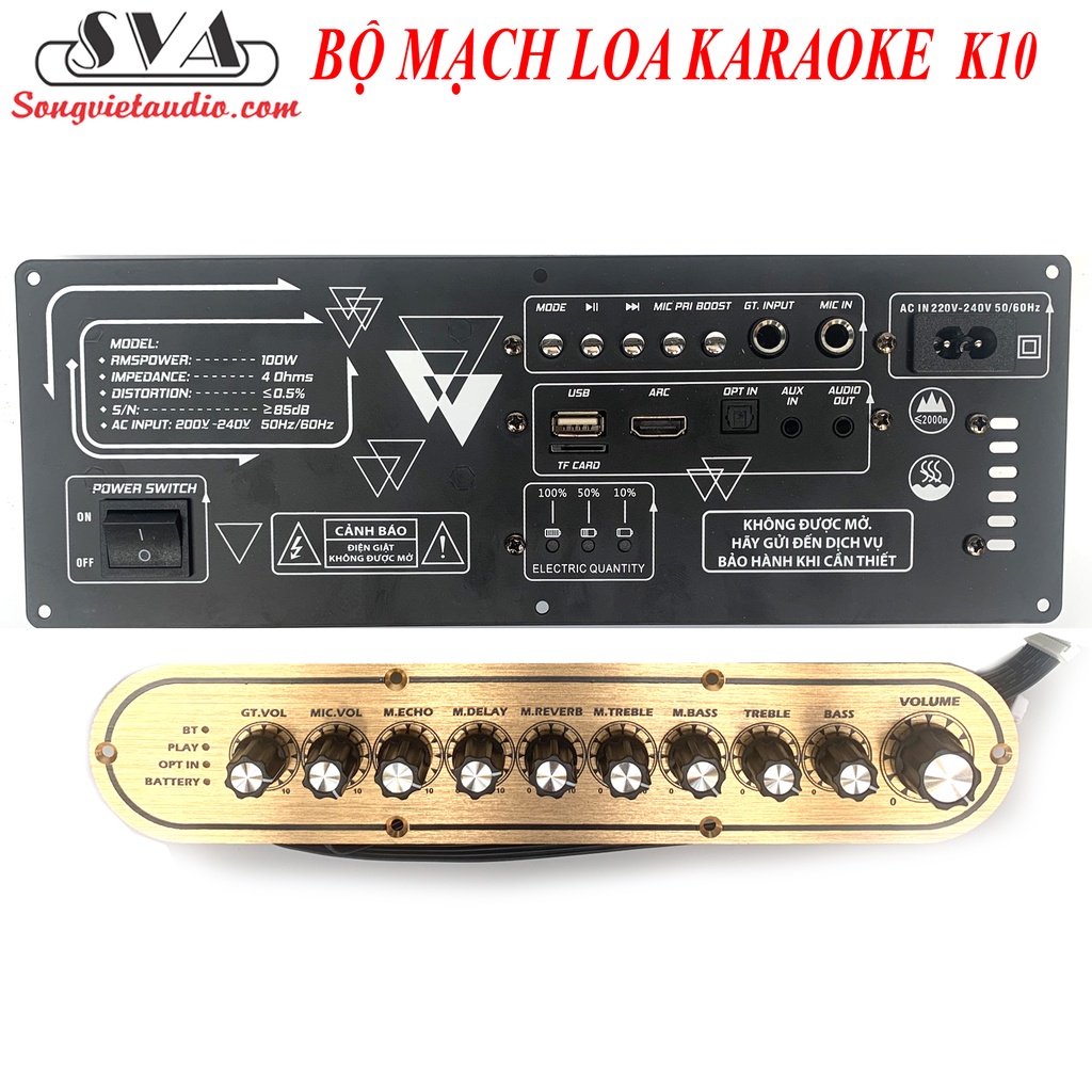 BỘ MẠCH LOA KÉO K10 100W có reverb