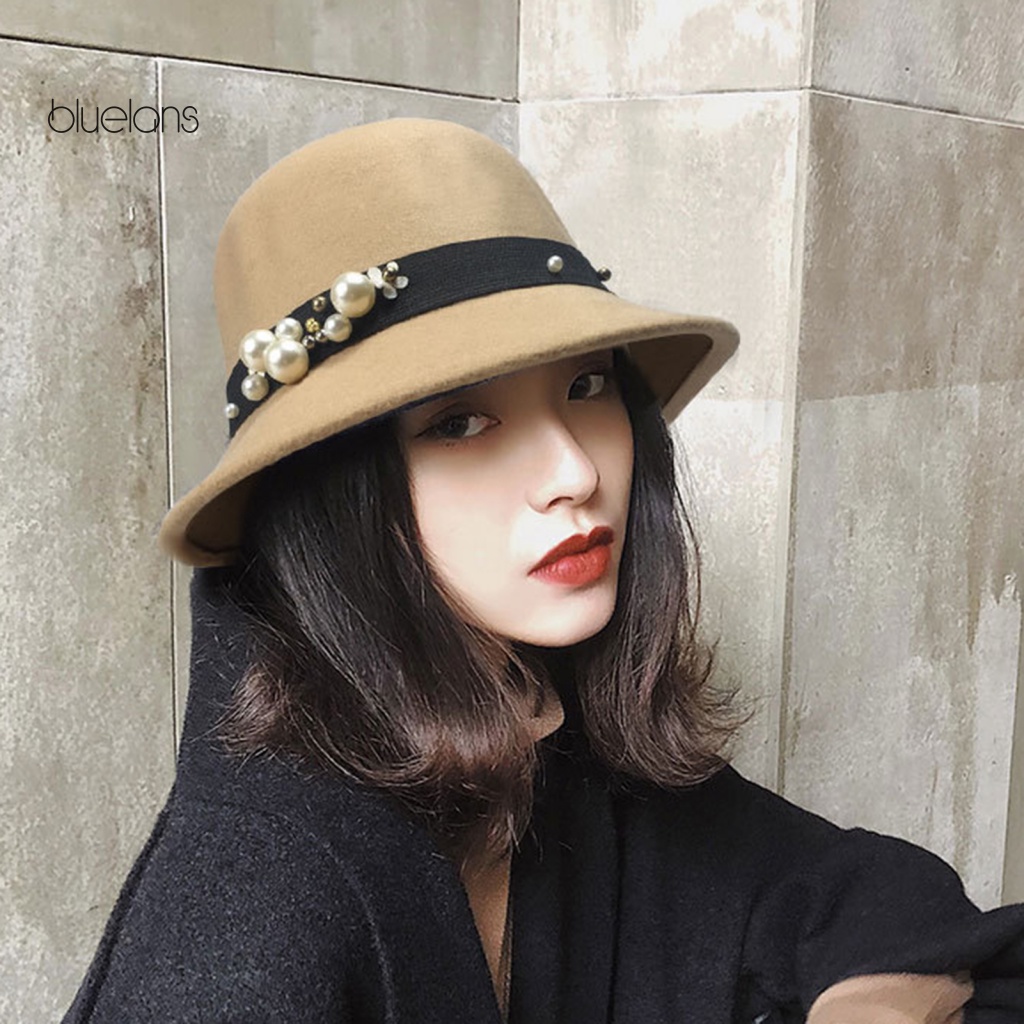 Mũ Vành Tròn Đính Ngọc Trai Giả Phong Cách Anh Quốc Cổ Điển Thời Trang Cho Nữ