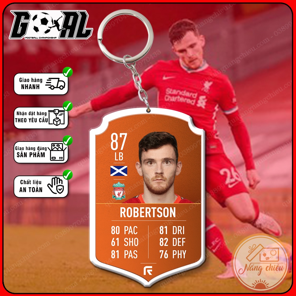 Móc khóa in hình hậu vệ Andrew Robertson - Phụ kiện treo balo bóng đá gaming[8037-8048]