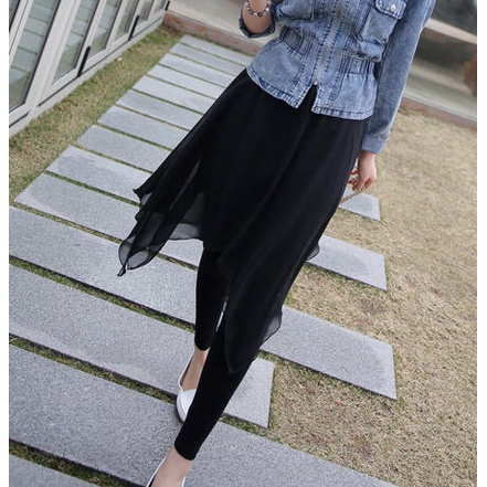 Quần Voan Giả Hai Lớp Plus Size Dáng Ôm Phong Cách Hàn Quốc