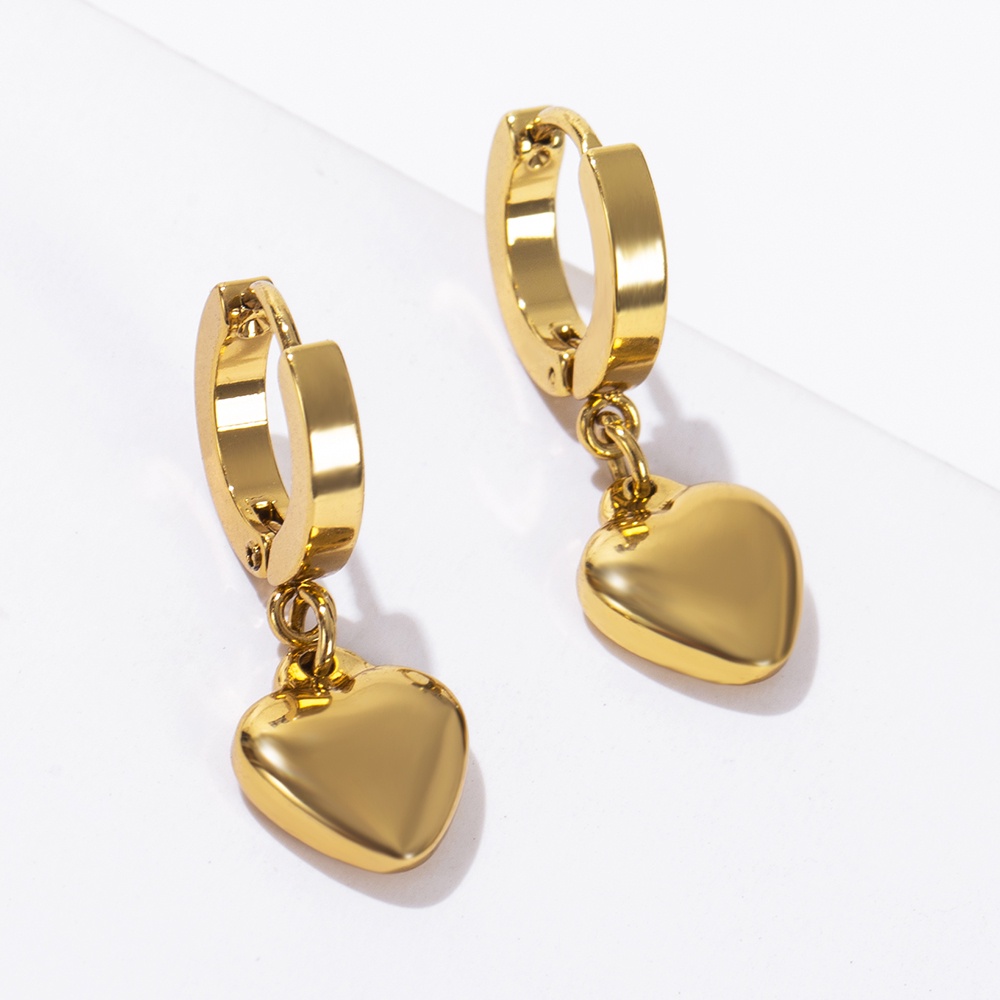 Bông Tai Mạ Vàng 18K Hình Tròn / Thánh Giá Bằng Thép Không Gỉ Không Gây Dị Ứng Thời Trang Cho Nữ