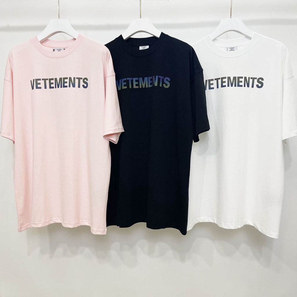 Áo Thun cotton Tay Ngắn Dáng Rộng In Hình VETEMENTS Màu Đơn Giản Hợp Thời Trang Cho Nam Và Nữ