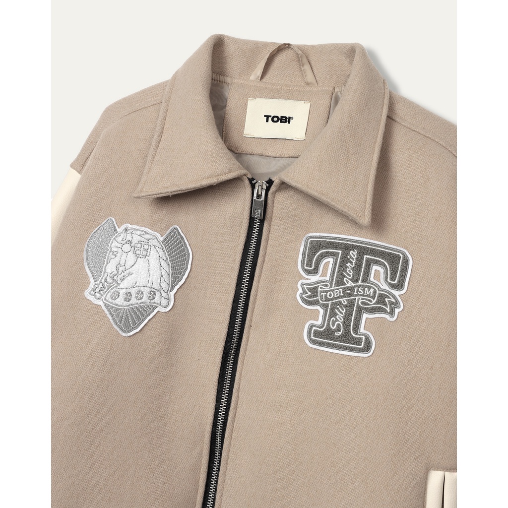 Áo Khoác Tay Da Varsity Angel Wings TOBI