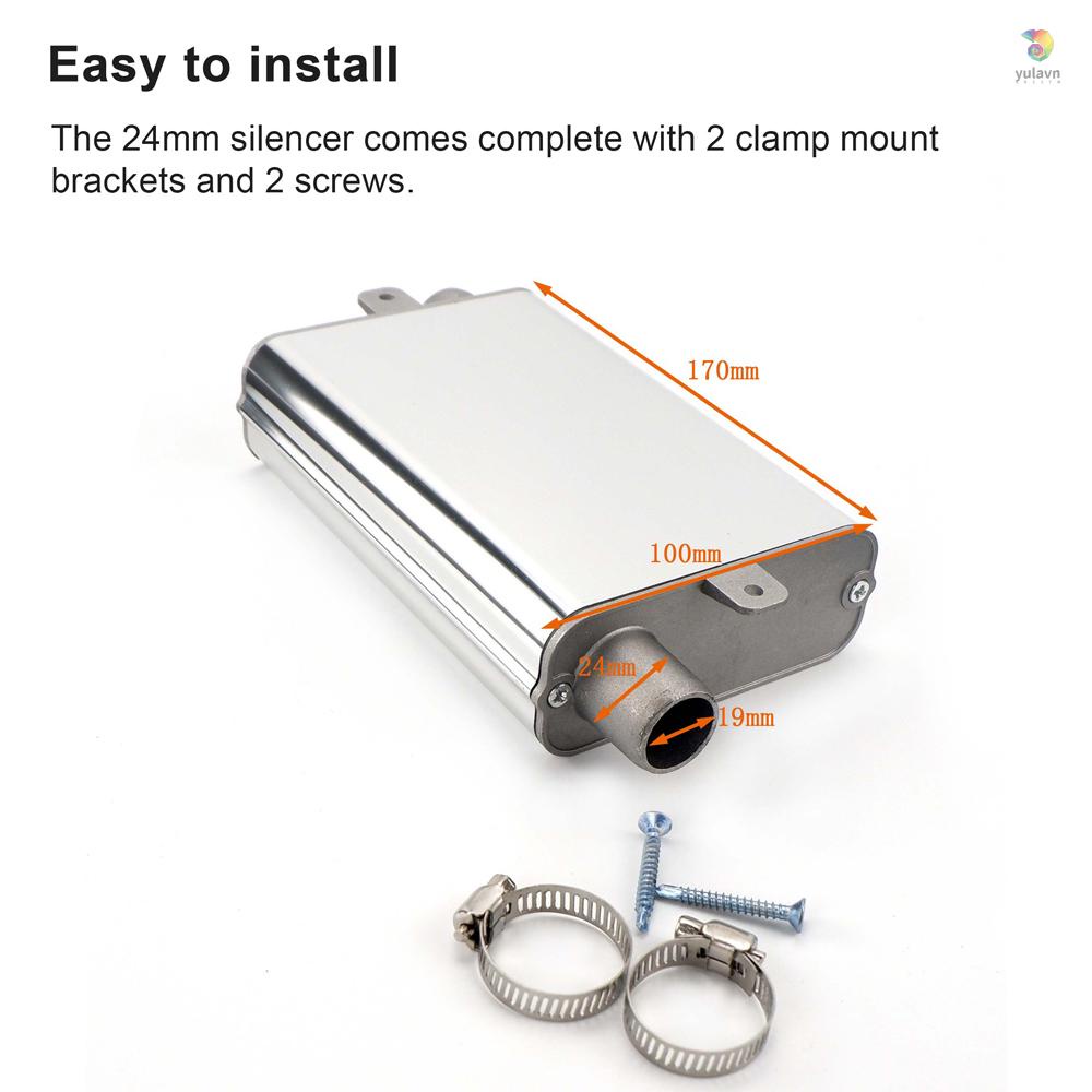 Ống Pô Xả Khí 24mm Giảm Ồn Kèm 2 Kẹp Và 2 Ốc Vít Chuyên Dụng Cho Xe Hơi