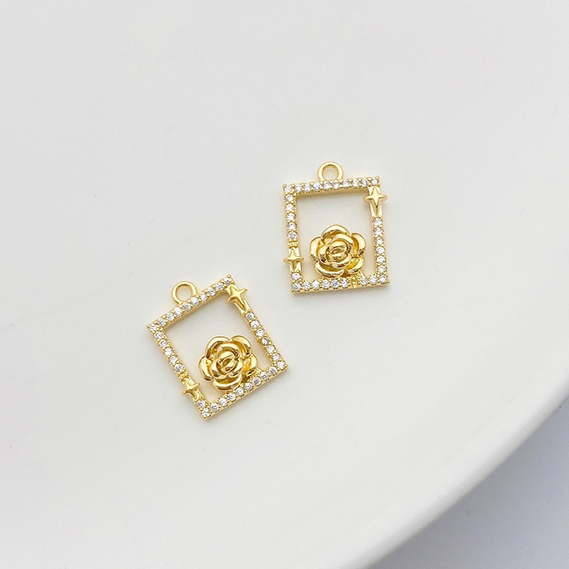 Mặt Dây Chuyền Tròn / Vuông / Trái Tim Màu Vàng 14K diy