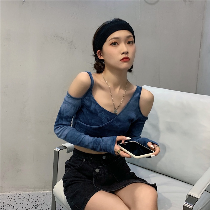 Áo croptop XINLANYASHE tay dài phong cách Hàn Quốc thời trang 2023 cho nữ