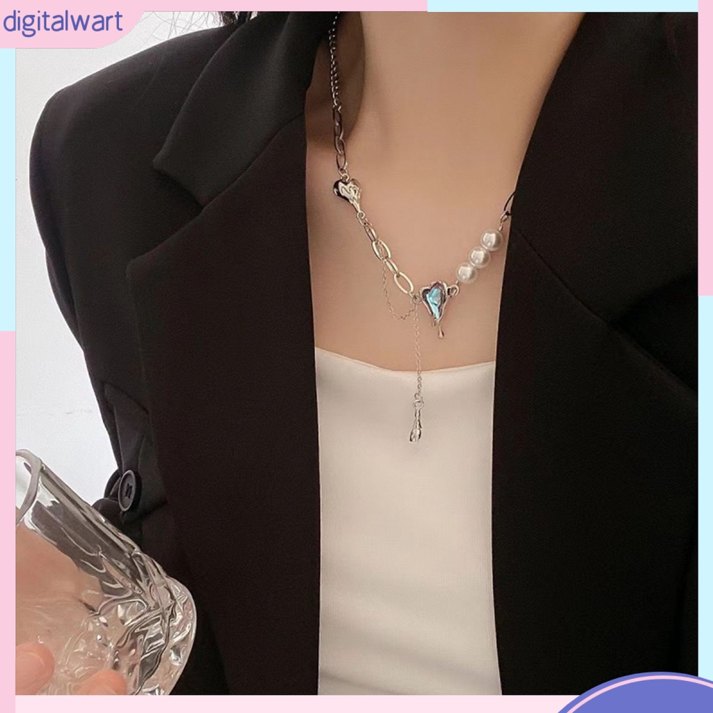 [DIWA] Vòng cổ Mặt Hình Trái Tim Đính Pha Lê Giả Phối Tua Rua Mạ Điện Trang Trí Phong Cách Cuộc Sống Hàng Ngày