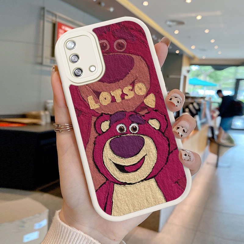 Ốp Điện Thoại Da PU Hình Gấu Dâu Tây Cho OPPO A74 F19 F19s A95 4G Reno 6 Lite