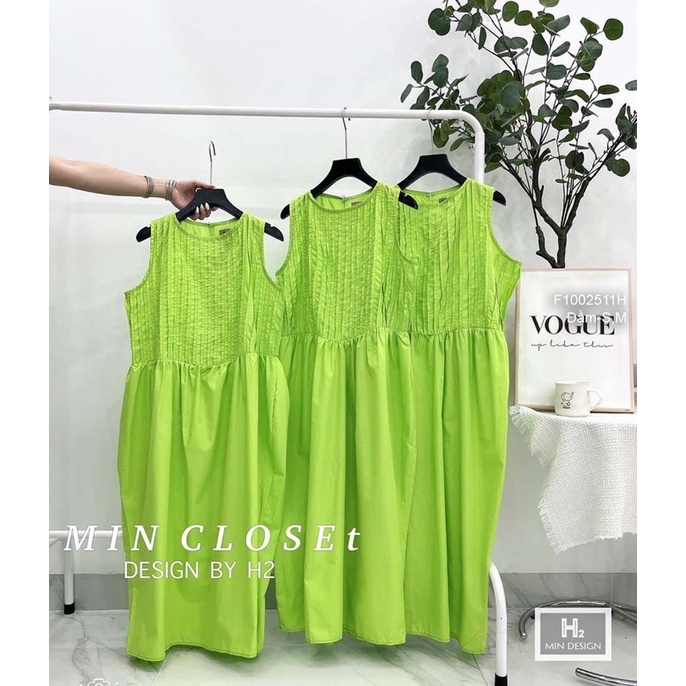 Đầm thô dáng dài xếp ly ngực tôn dáng transstore