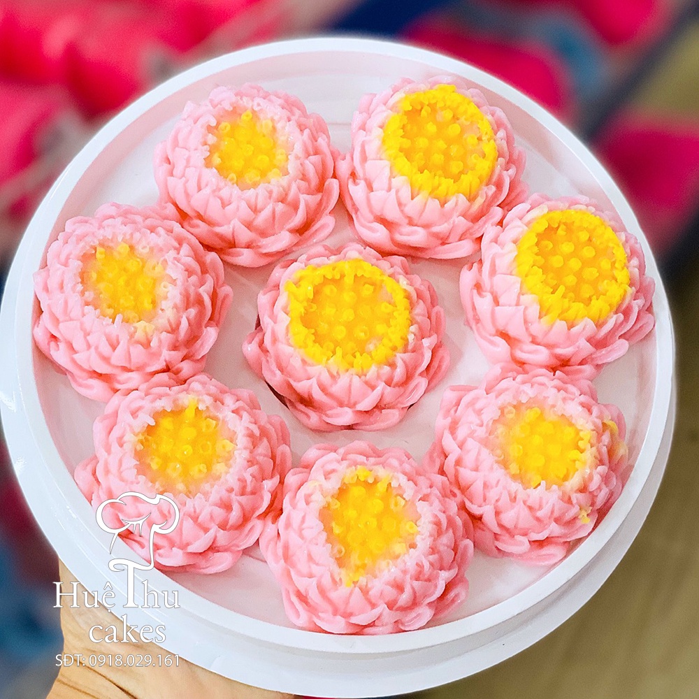 Khuôn silicon Gương Sen Nở làm bánh rau câu 3D 4D, nhấn xôi