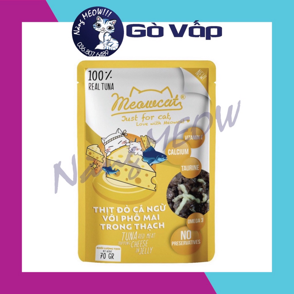 Pate MEOWCAT gói 70g, đồ ăn thức uống ướt, Pate dưỡng chất cho mèo