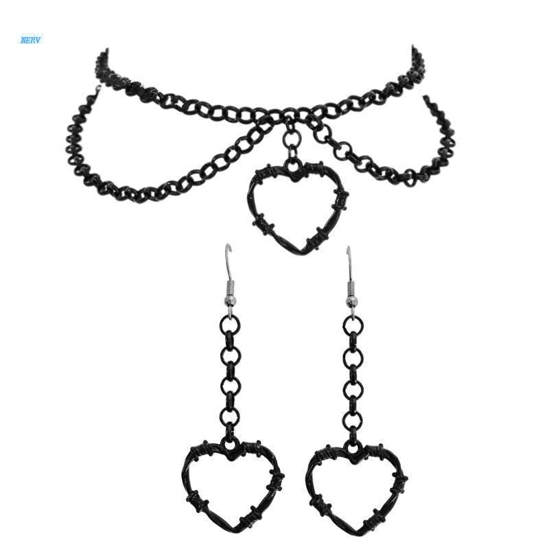 Vòng Cổ Choker Mặt Trái Tim Màu Đen Phong Cách Gothic