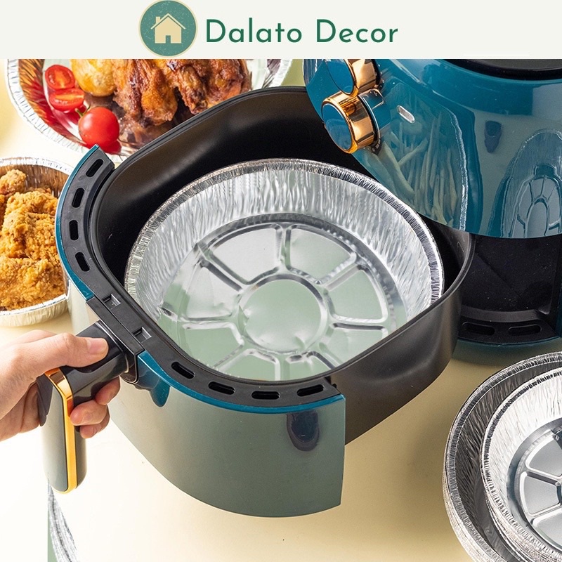 Set 10 khay giấy bạc lót nồi chiên không dầu,đĩa nhôm, đĩa giấy bạc Đường Kính 20-22cm