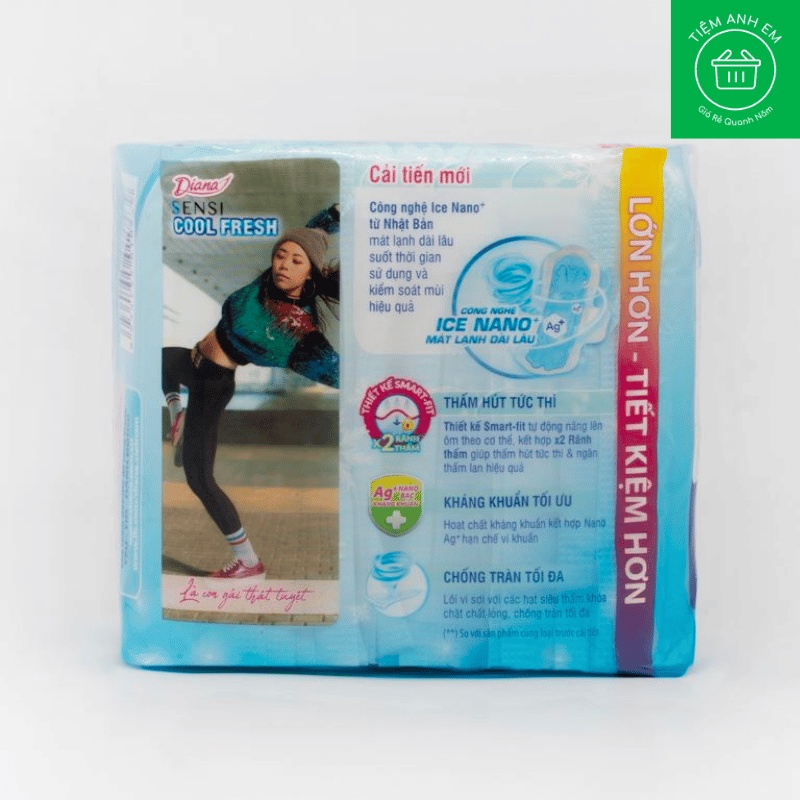 Băng vệ sinh Diana Sensi Cool Fresh siêu mỏng cánh gói 20 miếng