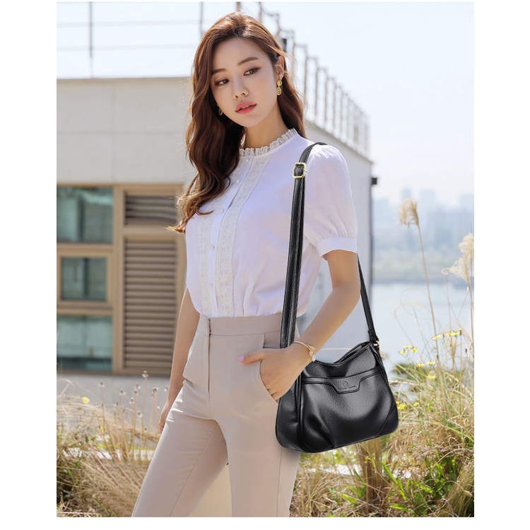 Túi Đeo Chéo Da Bò Thật Thiết Kế Đơn Giản Thời Trang Cho Nữ