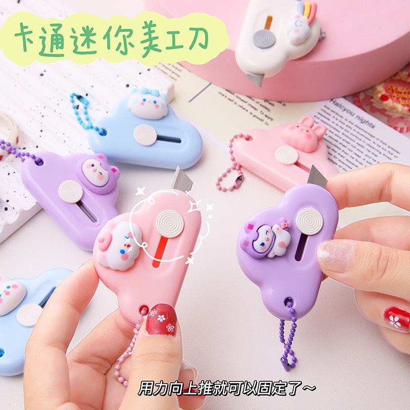 Dao rọc giấy đám mây có gắn icon, dây đeo - hàng đặc biệt - decor cực xinh