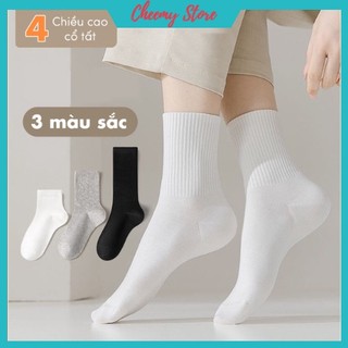 Tất thể thao nam nữ trắng đen phong cách hàn quốc tất dệt kim thoáng khí Chemmy Store