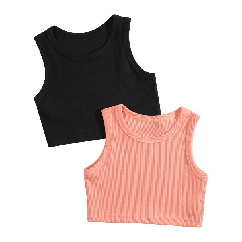 Áo Croptop Sát Nách Chất Liệu Cotton Màu Trơn Thời Trang Mùa Hè Cho Bé Gái