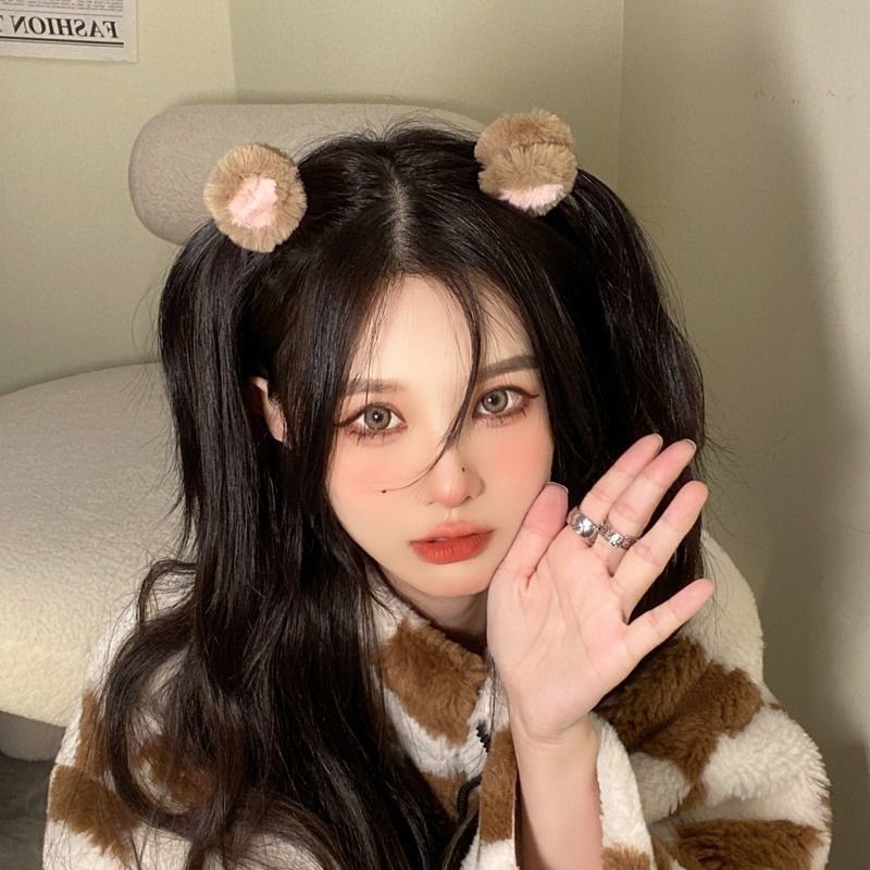 Kẹp Tóc Hình Tai Ếch / Mèo Bằng Lông Nhung Dễ Thương Xinh Xắn