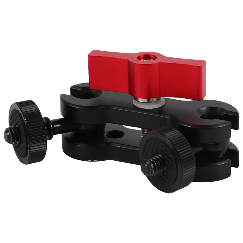 Cánh Tay Gắn Máy Ảnh DSLR Hai Đầu Bi 1 / 4 inch Bằng Hợp Kim Nhôm Đa Năng Màu Đỏ