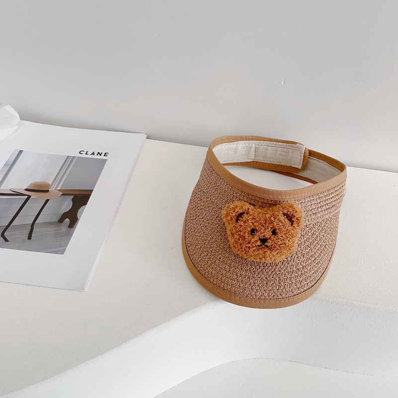 Mũ Chống Nắng Mùa Hè Thoáng Khí Hở Chóp In Họa Tiết Gấu Hoạt Hình Có Thể Điều Chỉnh Cho Bé Trai Và Bé Gái