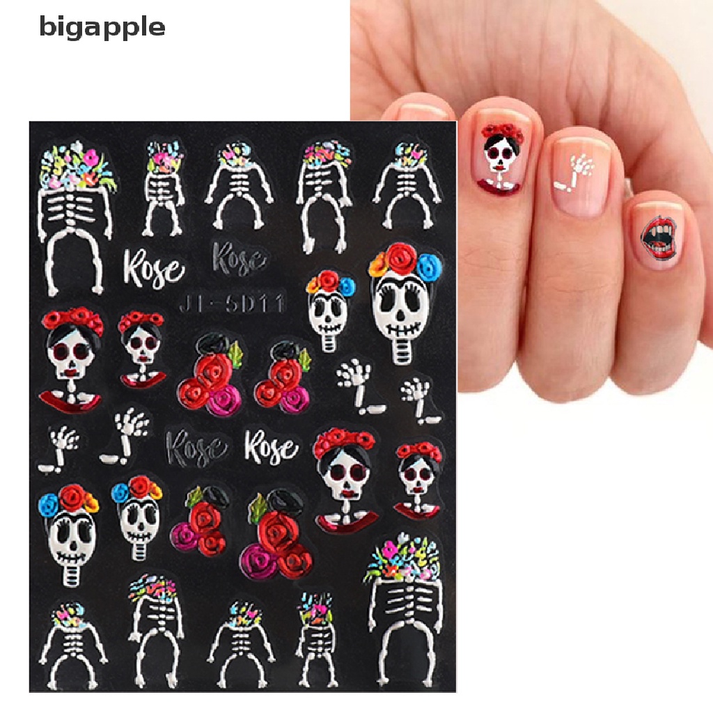 1 Miếng Dán Trang Trí Móng Tay Hình Mặt Nạ Môi Kinh Dị 5D