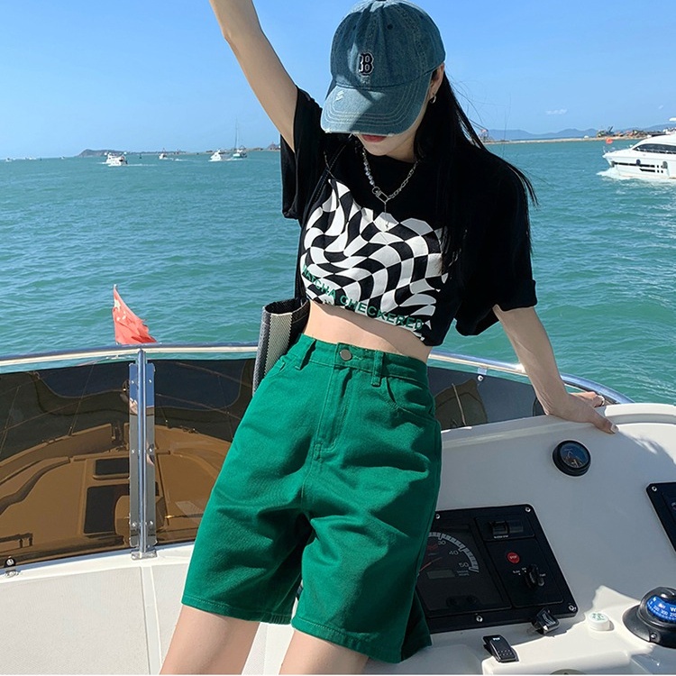 Quần short SUXI denim lưng cao ôm dáng phong cách Hàn Quốc thời trang xuân hè cho nữ