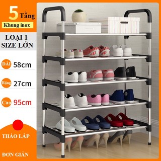 Kệ giày 5 tầng khung inox loại 1 chắc chắn giá để giày dép tủ giày