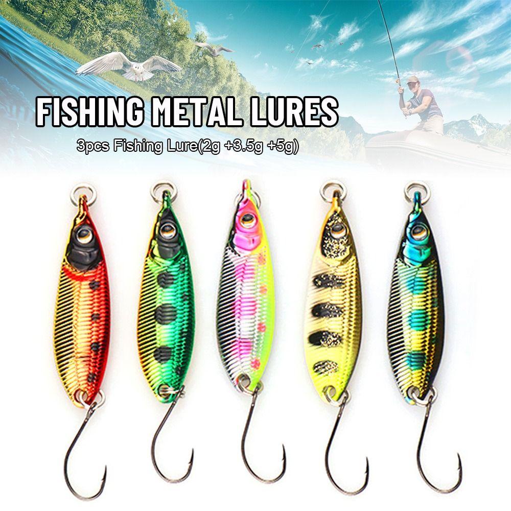 SHOUKEY Set 3 Mồi Giả Nhử Cá Bằng Kim Loại Gắn Kèm Móc Câu Tiện Dụng