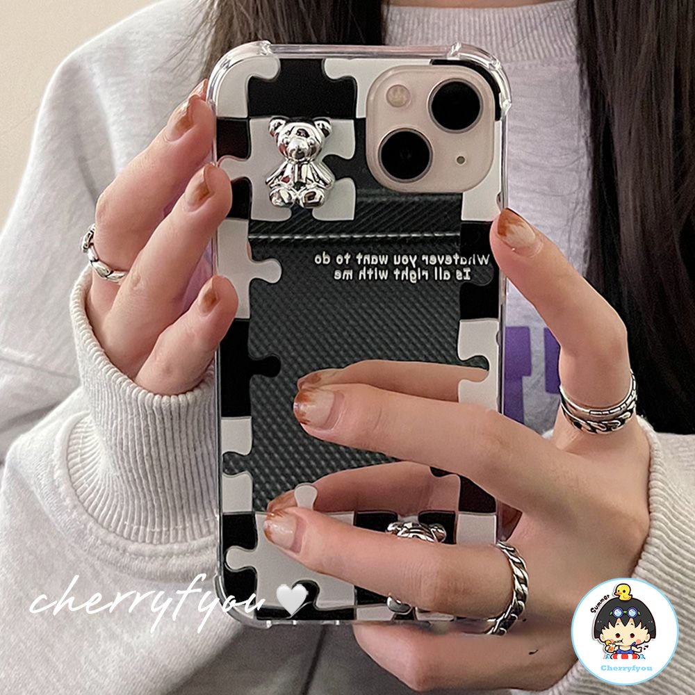 Ốp Điện Thoại TPU Mềm Mạ Gương Họa Tiết Gấu Cho IPhone 14 13 12 11 Pro Max XS XR 8 7 Plus