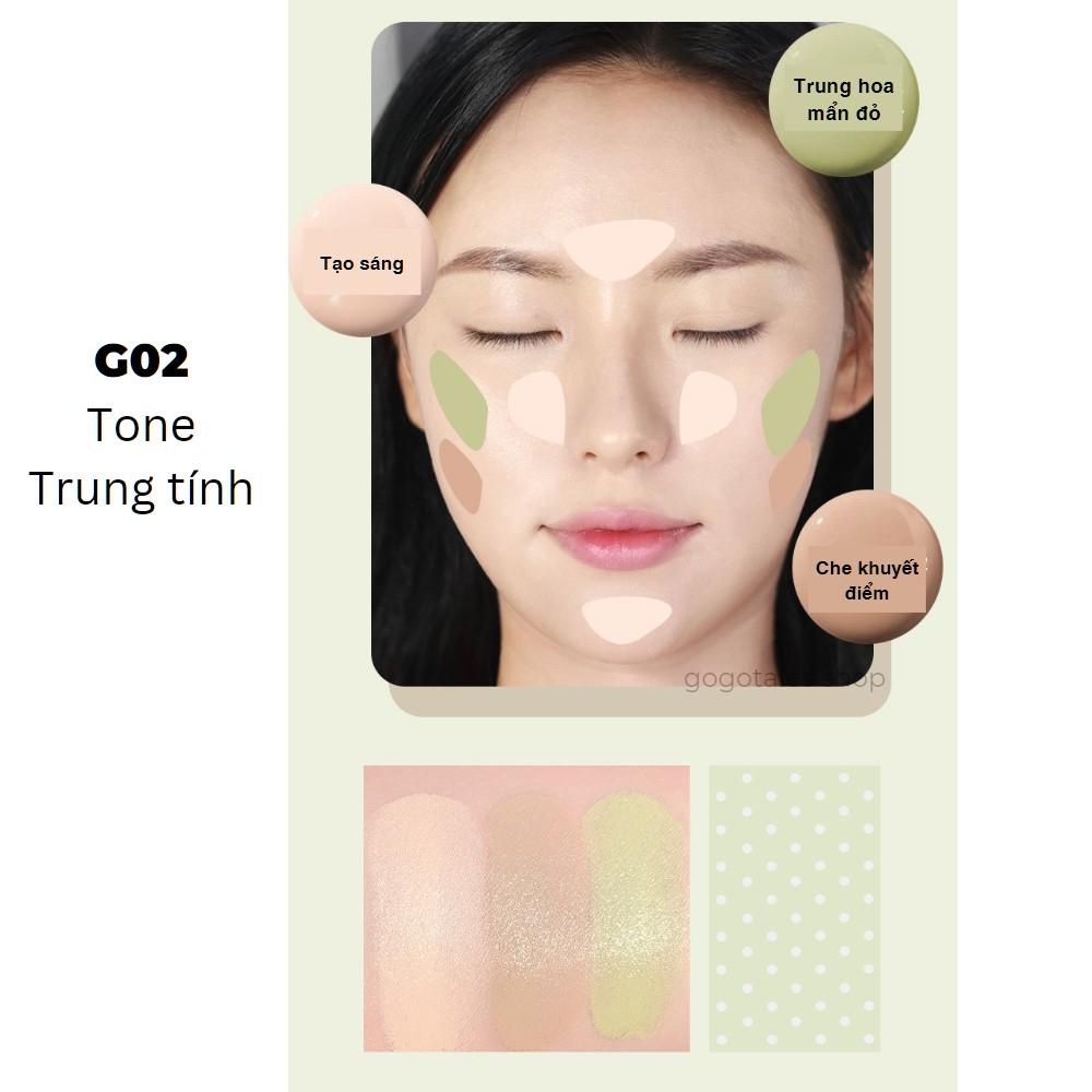 Kem Che khuyết điểm 3 màu GOGO TALES Light Coke Silk Moisten Concealer GT470 tạo sáng che khuyết điểm trung hoà màu da