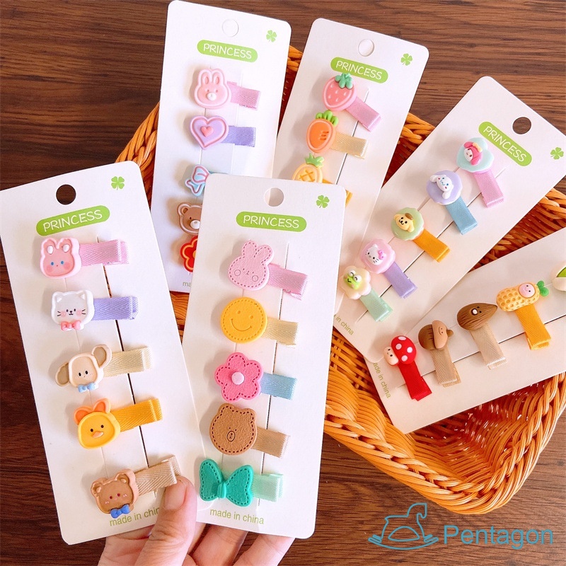 Set 5 Kẹp Tóc Hình Động Vật Hoạt Hình Dễ Thương Cho Bé Gái