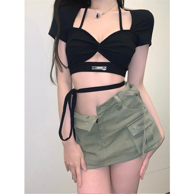 Áo Croptop Cổ Chữ V Quyến Rũ Thời Trang Hè Cho Nữ