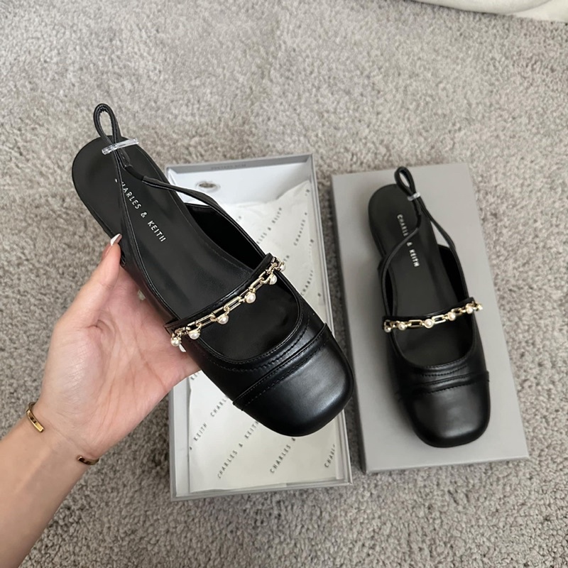 Giày CNK mũi vuông hở gót hàng XK Fullbox