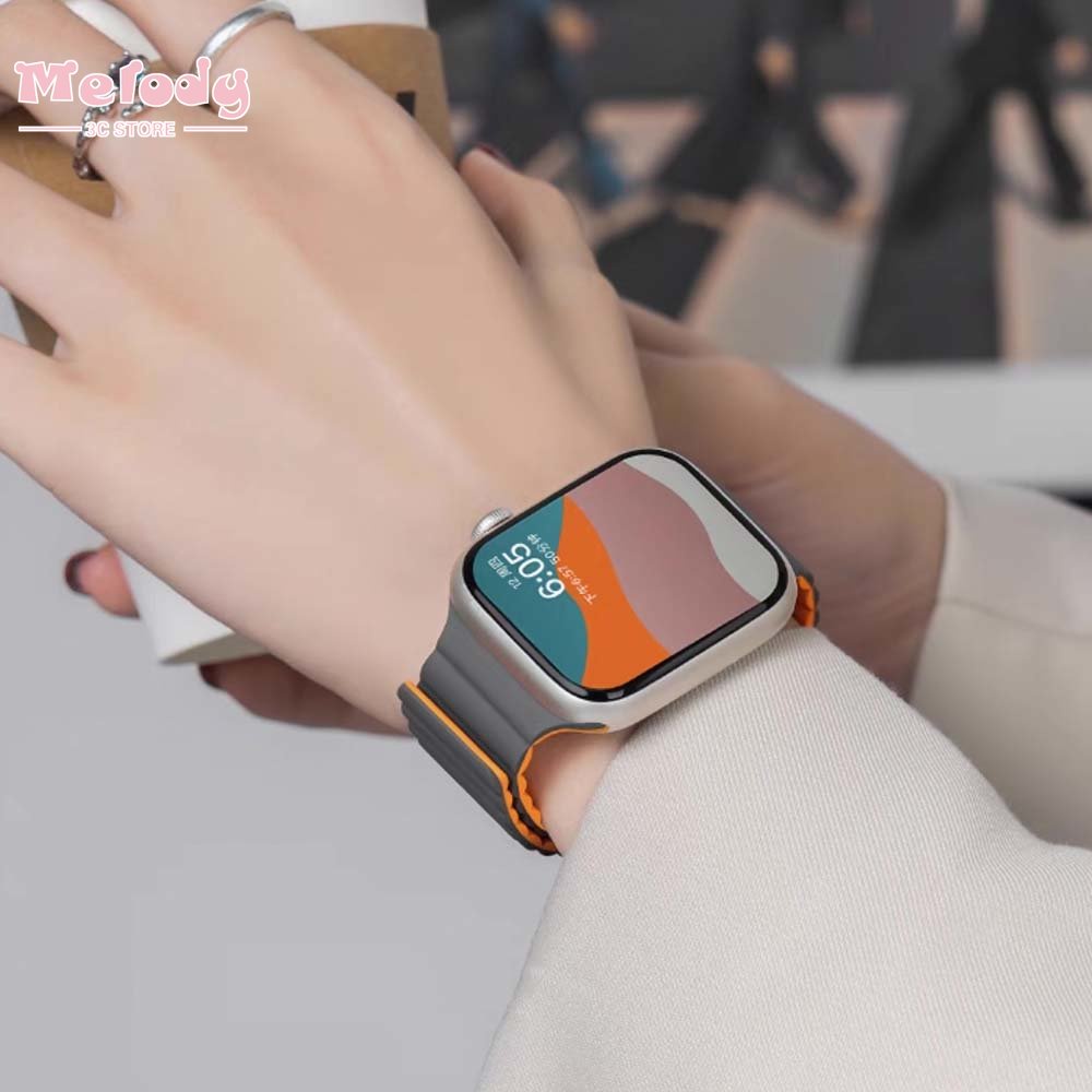 Dây Đeo Đồng Hồ Từ Tính Thông Minh Bằng Silicon Màu Kẹo Dành Cho iwatch 45 / 44 / 42 / 41 / 40 / 38mm 8 / 7 / 6