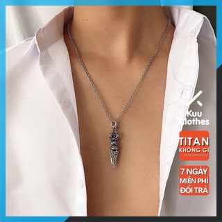Dây Chuyền Nam Scepter Kuu Clothes Màu Bạc Đen - Mặt Vòng Cổ Mũi Nhọn Phong Cách Hàn Quốc Thép Titan Không Gỉ - Scepter